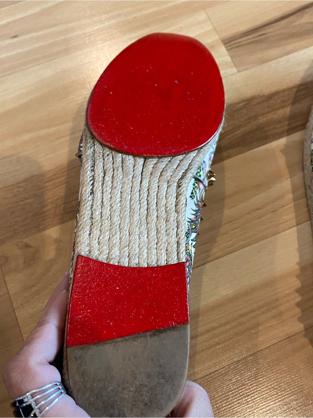 Christian Louboutin Ares Flat Loubi Jungle Spiked Espadrille. Size 9 EUC. - Picture 10 of 16